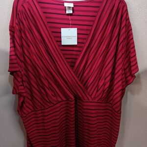 Covington Woman Red and Black Striped Tee